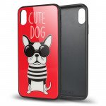 Wholesale iPhone Xr 6.1in Design Tempered Glass Hybrid Case (Cute Dog)